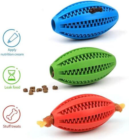 Premium Natural Rubber Small Durable Dog Chew Toy, Dog Ball, Dog Football Oval Rugby, Dog Toy for Aggressive Chewers, Promotes Healthy Teeth and Gums, Indestructible Puppy Chew Toy in Saudi Arabia