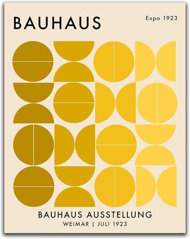 Bauhaus Mid Century Modern Wall Art - 11x14" UNFRAMED Print - Abstract, Minimal Wall Decor - Exhibition Poster Replication (Yellow) in Saudi Arabia