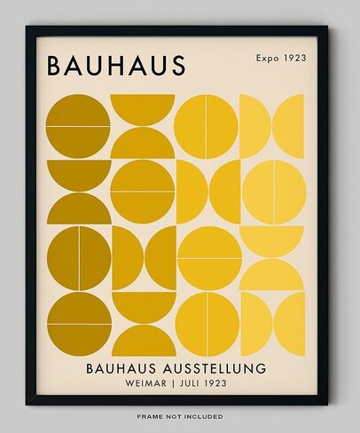 Bauhaus Mid Century Modern Wall Art - 11x14" UNFRAMED Print - Abstract, Minimal Wall Decor - Exhibition Poster Replication (Yellow) in Saudi Arabia