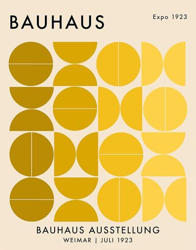 Bauhaus Mid Century Modern Wall Art - 11x14" UNFRAMED Print - Abstract, Minimal Wall Decor - Exhibition Poster Replication (Yellow) in Saudi Arabia