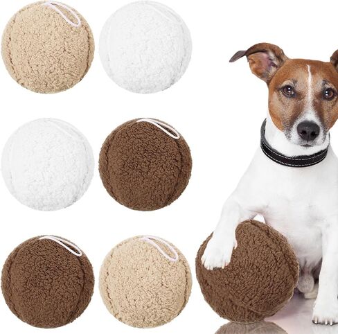 6 Pcs Plush Squeaky Dog Toys 6" Fleece Ball Lambswool Soft Balls for Dogs Funny Cute Stuffed Dog Squeak Toys Round Chew Toys for Large Dog Puppy Birthday Gifts in Saudi Arabia