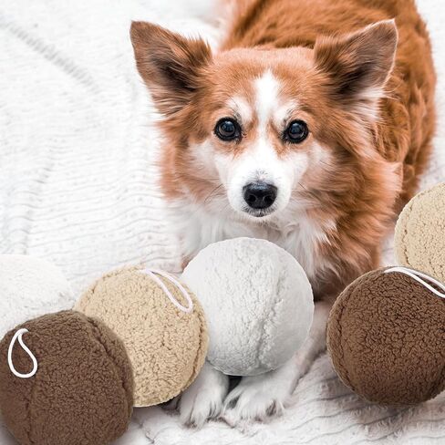 6 Pcs Plush Squeaky Dog Toys 6" Fleece Ball Lambswool Soft Balls for Dogs Funny Cute Stuffed Dog Squeak Toys Round Chew Toys for Large Dog Puppy Birthday Gifts in Saudi Arabia