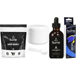 طعام أسماك الشعاب المرجانية الطبية Polyp-Booster Polyplab Medic Coral من Reef-Roids (150 جم + Medic 33 جم + معزز 100 مل)