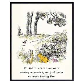 Winnie Pooh Kids Room Decor - positive Quotes cute Wall Art - Nursery Wall Decor for Boys, Girls, Toddler, Child - Kindergarten Preschool Classroom Decor - Pooh Bear Baby Decor - Baby Shower Gifts