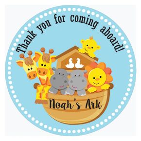 Noah's Ark Thank You Stickers by Adore By Nat - Children Birthday and Baby Shower Party Favor Labels - Set of 30