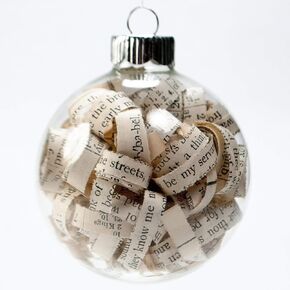 Antique Bible Christmas Ornament for Christians - 2.62 inch Glass Ornament Fully Filled with 1/4 inch Hand-curled Strips from Rescued Bible in Kuwait