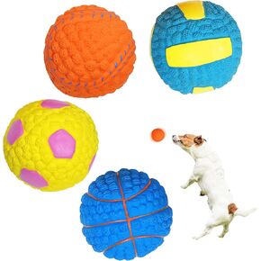 Squeaky Balls for Dogs 4 Pack, 2.6" Latex Squeaky Dog Toys Balls, Interactive Dog Toys for Chase and Fetch, Durable Squeaky Balls with Coarse Grid Surface for Small, Medium, Large Dogs