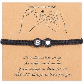 Initial Bracelets for Women Pinky Promise Bracelet Best Friend Bracelet Letter A-Z Bracelets Heart Charm Braided Bracelets Friendship Gifts for Friends