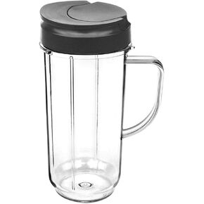 Replacement Parts Flip Top To-go Lids and 22oz Tall cups With Handle,Compatible with Magic Bullet 250w Blender Juicer Mixer (22OZ Mug)