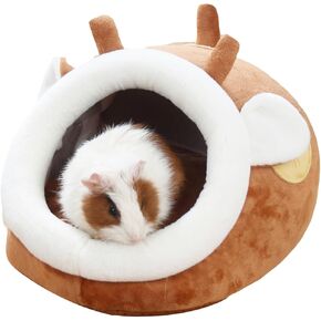 Guinea Pig Bed with Mat, Hamster Soft Hideout House, Small Pet Animals Warm Nest Cage for Bunny Rabbit Sugar Glider Chinchilla Hedgehog (Giraffe, XL)