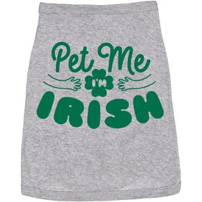 تي شيرت للكلاب Pet Me Im Irish Funny Saint Patricks Day تي شيرت ملابس للحيوانات الأليفة والجرو وقميص يوم القديس باتريك للكلاب، قميص مضحك للكلاب والجرو، رمادي L