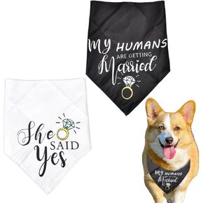 Funny Dog Bandana for Wedding Engagement Gifts for Couples Pet Scarf for Dogs Lover Gift for Women Men Bridal Party Gifts Matching Dog Bandanas for 2 Dogs Boy and Girl Dog Outfits for Large Small Dogs