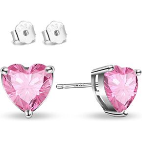 925 Sterling Silver Sparkling Heart Crystal Stud Earrings for Women Girls Hypoallergenic Love Cubic Zirconia Earrings for Sensitive Ears Valentines Birthday Mother's Day Jewelry Gift (Aquamarine) in Kuwait