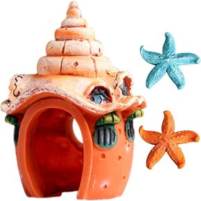 Aquarium Decoration Mini Hut Hiding Cave Environmentally Friendly Natural Resin Material for Aquatic Pets Breeding Playing and Resting Fish Tank Accessories (Conch Style 2)