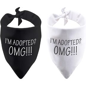 2 Pack I'm Adopted? OMG Dog Bandana Dog Adoption Bandanna New Puppy Bandana (I'm Adopted OMG)