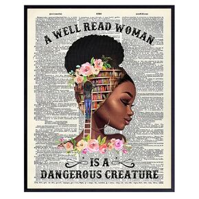 African American Wall Art - Classroom Decor - Never Underestimate a Girl With a Book - Black Woman Poster - African American Girl Women, Black Women - Motivational Wall Decor - Black Art