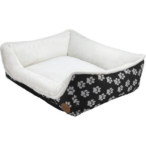 long rich Rectangle Dog Bed, Super Soft Plush Pet Bed for Indoor Cats Dogs, Reversible Polyester Dog Bed, Anti-Slip Bottom, Machine Washable (Printed Oxford Black, 23.6“ x 19.7" x 7.1")
