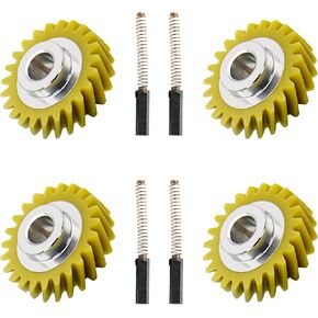 W10112253 Mixer Worm Gear & W10380496 Carbon Brushes Replace Part For Whirlpool & KitchenAid Mixer Number 4162897 4169830 AP4295669 (4 Sets)