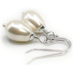 Dashe Designs Cream Simulated Pearl Teardrop Earrings for Women Dangle, Sterling Silver in Saudi Arabia