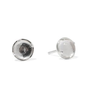 Recycled Vintage Clear Milk Bottle Sterling Silver Post Earrings