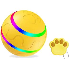 Yellow Interactive Pet Toys Automatic Ball Toys for Dogs Lighted Ball Dog Toys with Remote and LED for Small and Large Dogs