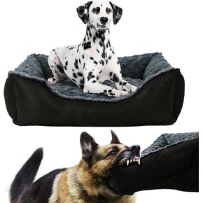 HOMBYS Indestructible Dog Bed for Aggressive Chewers, Orthopedic, Chew Proof & Waterproof Dog Bed Mat with Soft Plush Inner Liner, 30"x24"
