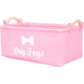 Dog Toy Basket, Dog Toy Storage Bins with Handle, Foldable Square Dog Toy Box Felt Dog Toy Storage Chest Organizer for Pet Toys Blankets 15"x7"x10"