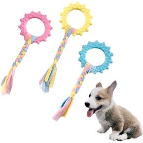 3 Pack Colored Puppy Toys for Teething Soft Dog Chew Toys for Beagle, Corgi, French Bulldog, Chihuahua or Under 10 lbs Puppies Interactive Rubber Teething Toys Birthday Gift Set in Saudi Arabia