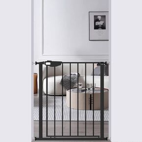 DEARBB Triple Lock Baby Gate for Stairs Doorways and House Pressure Mounted Easy Walk Through Auto Close Safety Pet Gate Black 31.1-35.03"