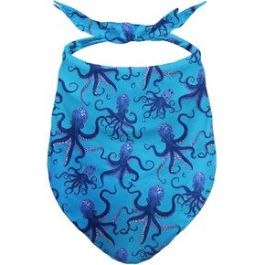 Octopus Bandanas, Ocean Blue Octopus Dog Scarf, Ocean Accessories for Medium Large Dogs
