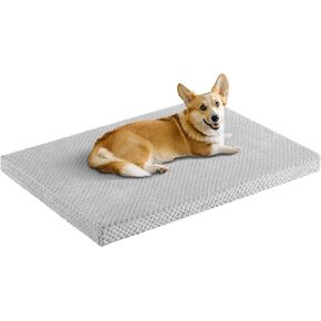 Memory Foam Dog Bed Crate Pad for Large Size Dog Soft Fluffy Kennel Pad Crate Mat for Dog Mattress Anti-Slip Comfy Puppy Bed for Pet,41x26.5 Inch,Grey