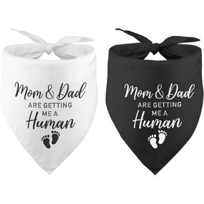 2 Pack Mom&dad are Getting Me a Human Dog Bandana Pregnancy Announcement Gender Reveal Baby Announcements Ideas Photo Prop Pet Scarf Pet Accessories for Dog Lover