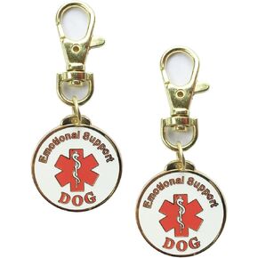 XpressID Emotional Support Animal (ESA) Service Dog Keychain with Red Medical Alert Symbol - Service Tag for Dog Collar, Vest & Harness - Set of 2