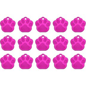 MECCANIXITY Metal Cat's Paw Tags Stamping,Rose Red Blank Dog Tags DIY Engraving Blank Tags Aluminium for Pet Dog ID Tags,Pendant Decoration,Craft Tags,Pack of 15
