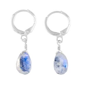 Thecraftman Natural Moonstone Hoop Earring, Gemstone Earrings, Genuine Gemstone, Birthstone, Gift for Her, Healing Stone