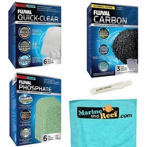 Fluval 306/307 406/407 Canister Filter Cleaner (w/Phosphate) Monthly Maintenance Kit Bundle (5 Items)