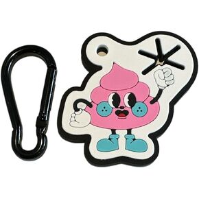 Cute Dog Poop Bag Holder for Attaching to Leash or Backpack, Hands Free Waste Bag Carrier for Used Poop Bags, Pinkie Poo, One Sized