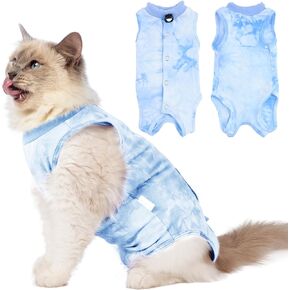 2 Pack Cat Surgery Recovery Suit Clothes for Female and Male,Cat Onesie Shirts for Cats After Surgery,Cat Spay Surgical Recovery Suit,Cat Cone to Stop Licking Abdominal Wound Alternative-Pink&Purple,M