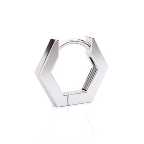 Hexagon Nose Ring Hoop, Cartilage Clicker Earring, Geometric Helix Ring, Handmade Edgy Body Jewelry by Umanative Design (Sterling Silver)
