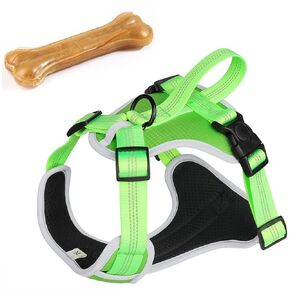 Dog Harness for Medium Dogs No Pull, Adjustable Reflective Oxford Outdoor Vest, Easy for Walk and Training, Front/Back Leash Clips for Small, Medium, Large Dogs (Green, S)