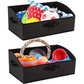 VCEPJH Collapsible Dog Toy Box Organizer-2Pack Large Dog Toy Bin with Handle Fabric Dog Treat Basket Open Dog Toy Chest for Organizing Pet Toys and Accessories Storage