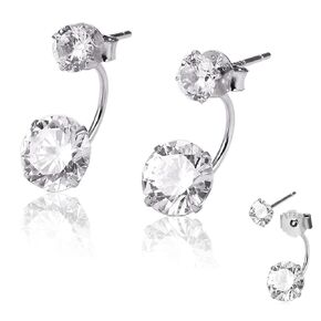 Fashionable Bridal AAA CZ Double Pear Shaped Stud Earrings Cubic Zirconia Front Back Ear Jacket Stud Earrings for Women