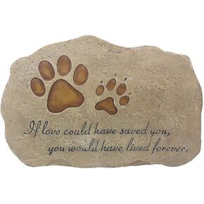 MrMrKura Pet Memorial Stone for Cats Dogs Headstone Pet Tombstone Grave Markers with Paw Print, Sympathy Poem in Lawn, Garden, Backyard, Pet Loss Gifts