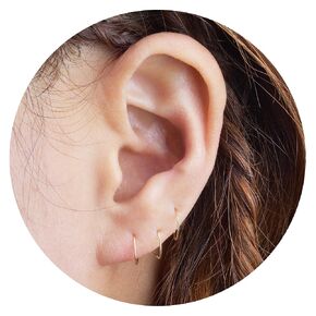 Ultra Thin 10K Real Solid Gold 0.5mm 24 Gauge Small Cartilage Piercing Nose Ring Hoop Earrings 8mm Diameter 3pcs