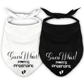 Guess What? My Moms Pregnant, Baby Announcement Dog Scarf 2 Packs, Pregnancy Announcement Accessories for Medium Large Dogs