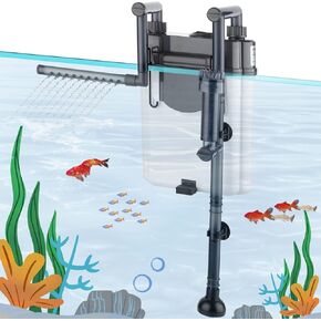 فلتر حوض السمك Geegoods مع دش المطر وتصميم منقار البط، فلتر خزان الأسماك الصغير، فلتر حوض السمك المعلق، ترشيح متعدد الطبقات وتدفق مياه قابل للتعديل، 85GPH (300L/H) لخزان الأسماك 20-30 جالون in Kuwait