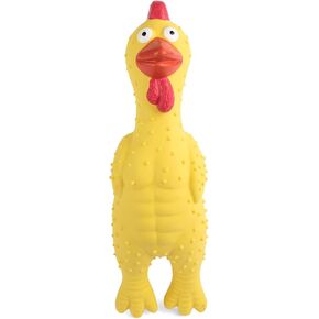100% Natural Latex Squeaky Dog | Durable Rubber Chicken Chew Toy for Small & Large Dogs | Funny Screaming Chicken | Safe & Interactive Toy for Play, Teething and Boredom | Tough Design