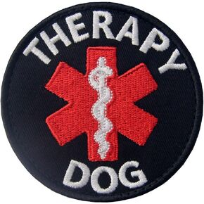 Service Dog EMS Medic Paramedic Star of Life Therapy Dog Vests/Harnesses Emblem Embroidered Fastener Hook & Loop Patch