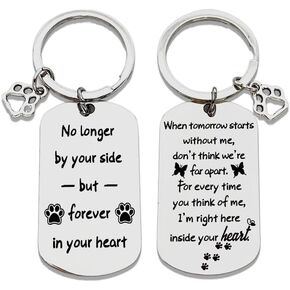 Dog Memorial Gifts Pet Memorial Keychain No Longer By Your Side Forever In Your Heart Key Chain For Men Women Remembrance Gifts, 28 x 50 mm, Silver in Kuwait