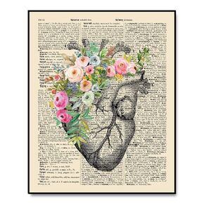 Heart Floral Anatomy Print, Vintage Anatomy Floral Heart, Medical Wall Art, Cardiologist Gift idea, Medical School, Medical Decor, Heart Poster, Cardiology Decor, Ready for Framing (11X14 INCH)